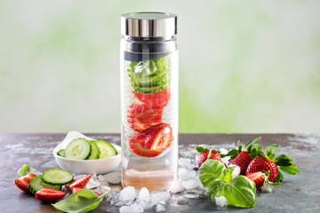 Infused detox water with strawberry