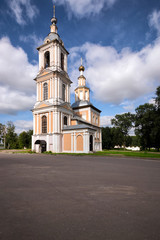Fototapeta na wymiar The old Church in the summer of Uglich, Russia. Plenty of space for text.