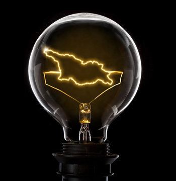 Lightbulb with a glowing wire in the shape of Georgia (series)