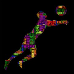 volleyball Typography word cloud colorful Vector illustration
