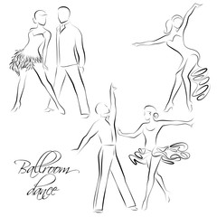 Dancing couples, ballroom dancers