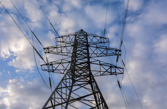 high voltage electric transmission tower.