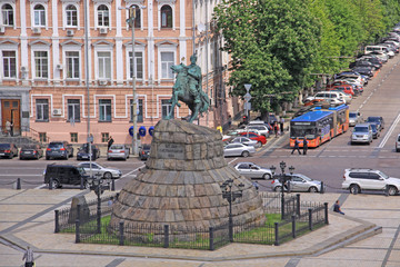 Naklejka premium Ukraine. Kiev. The monument to Bogdan Khmelnitsky at the Sophia Square