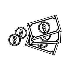 Billets and coins icon vector illustration graphic design
