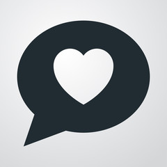 Icono plano mensaje corazon en fondo degradado