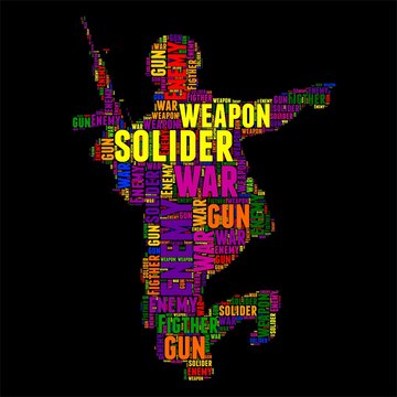 soliders Typography word cloud colorful Vector illustration