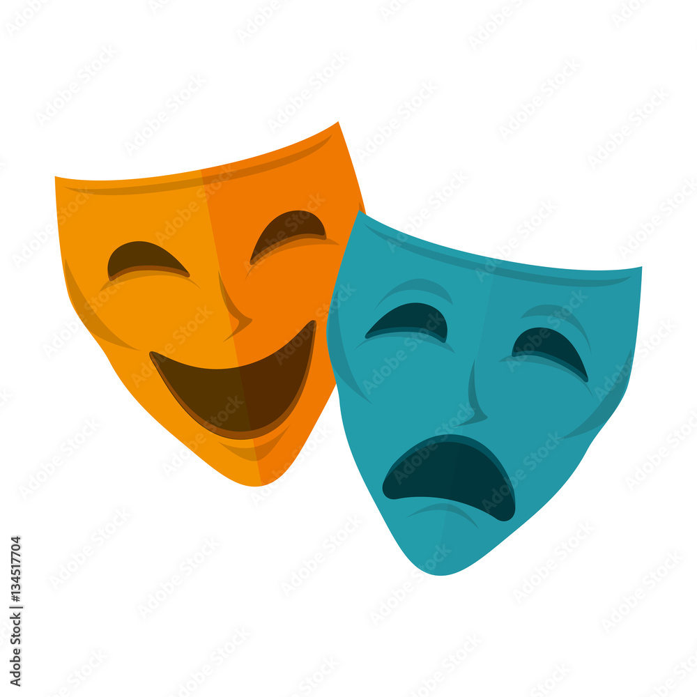 Poster theater mask isolated icon vector illustration design