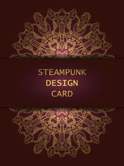 Banner with steampunk design elements. Steam mechanic elements. Steampunk ornament background. Vector illustration.
