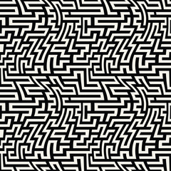 Vector graphic abstract geometry  maze pattern. black and white seamless geometric background . subtle pillow and bed sheet design. unique art deco. hipster fashion print