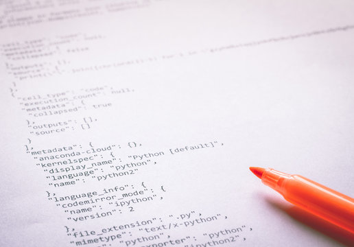 Programming language Python on paper