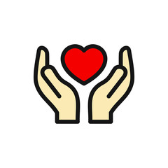 hands holding heart icon illustration