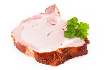 Pieces of pork meat, isolated on white background.