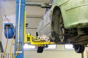 Interior of a car repair station