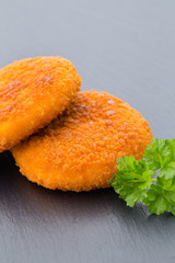 Crispy fried chicken nuggets. Eco food.