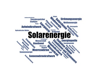 Solarenergie - Wortwolke word cloud - Erneuerbare Energien, Bilder mit häufig verwendeten...