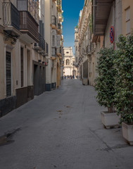 Fototapeta na wymiar Cobblestone Street, Sevilla, 2016