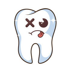 teeth funny character kawaii style vector illustration design