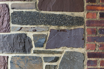 Stone Wall with Brick Border