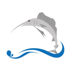marlin fish emblem icon vector illustration design