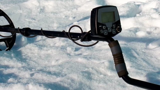 Modern metal detector to search for treasure, coins, metal. In the army for demining. And for archaeological excavations. video saver closeup