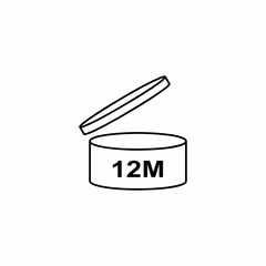 PAO 12M cosmetics symbol vector design isolated on white background