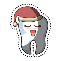 teeth funny character with sleep hat kawaii style vector illustration design