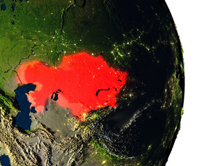 Kazakhstan from space during dusk
