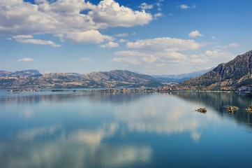 Egridir Lake panaroma in sunny and cloudy day, Isparta Turkey