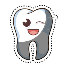teeth funny character kawaii style vector illustration design