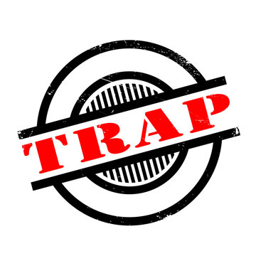 Trap rubber stamp. Grunge design with dust scratches. Effects can be easily removed for a clean, crisp look. Color is easily changed.