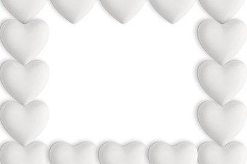 White love hearts with copy space in the centre on a white background