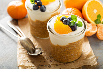 Orange chia pudding with coconut yogurt