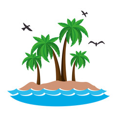 Fototapeta na wymiar summer beach with palms vector illustration design