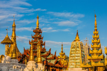 archictecture details of the Shwedagon Pagoda at Yangon in Myanmar