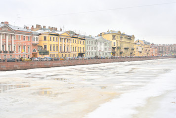 Fototapeta na wymiar River Fontanka at winter.