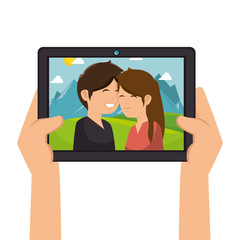 selfie photography technology icon vector illustration design