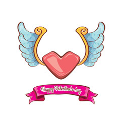 vector valentines day pink heart with angel wings