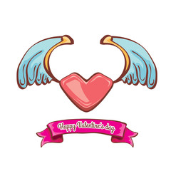 vector valentines day pink heart with angel wings