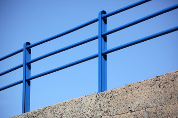 Blue steel railing