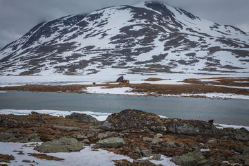 In der Ferne ein Haus am See