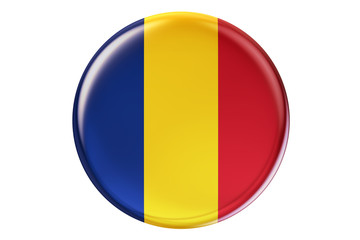 Badge with flag of Romania, 3D rendering