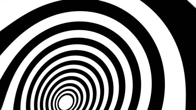 An animated spiral (eye shape), slow rotation. Black and white. Seamless loop.
