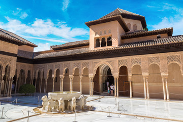 Court of Lions in Alhambra palace in Granada
