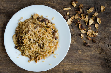 Homemade traditional Italian mushroom risotto