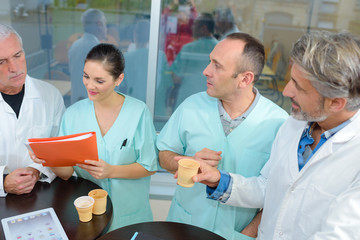 Medical workers on tea break