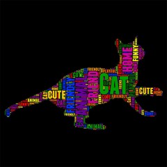 Cat Typography word cloud colorful Vector illustration