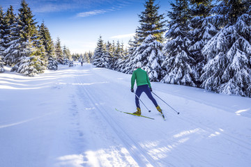 Ski de fond dans un paysage hivernal