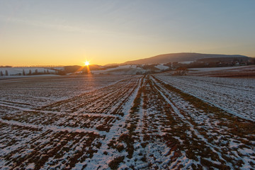 Fototapeta na wymiar Winter landscape in Rhineland Palatinate in Germany.