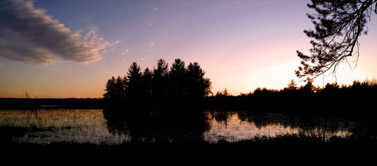 Sunset over lake