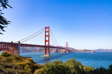 Fototapeta na wymiar The Golden Gate Bridge from the south in San Francisco, California.
